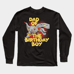 Dad Birthday Boy Dinosaur Robot Cyborg T-Rex Matching Long Sleeve T-Shirt